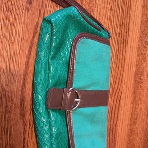 Elizabeth Arden Teal and Brown Clutch